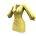 Yellow Button Front Dress With Puffed Sleeves And White Socks Yellow Shoes