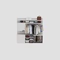 Modern Wardrobe Interior With Hanging Clothes Folded Items Mirror And Storage Shelves