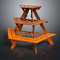 Three Tiered Wooden Plant Stand With Cross Structure For Indoor Outdoor Plants