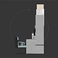 Modern Office Workspace With Desk Two Chairs Bookshelf Corkboard Books And Boxes