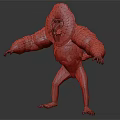 Mandrill With Black Fur And Colorful Red Blue Facial Features Standing With Outstretched Arms