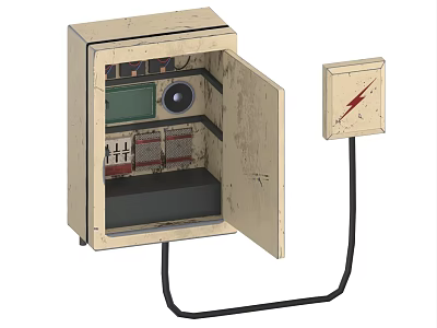 Industrial Control Cabinet With Electronic Components Power Supply Unit And Cable Connection 3d model