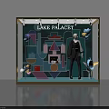 Lake Palace Window Display Featuring Mannequin In Suit With Geometric Decorations And Colorful Elements