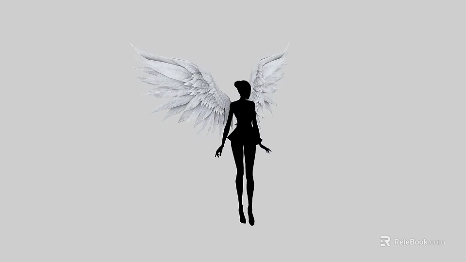 Flying Animal With Large White Wings And Black Silhouette Design 3d model 
