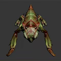 Fantasy Creature Character 3D Model With Green Red Body Horns And Claws