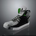 Adidas White High Top Sneakers With Green Accents Black Details And Three Stripes Logo