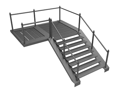 Heavy Duty Metal Accessibility Equipment Featuring Ramp Stairs And Safety Handrails 3d model