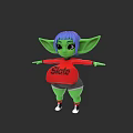Green Skinned Game Character With Purple Hair Red Slista Shirt And Pointed Ears