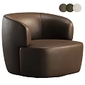 Brown Leather Leisure Chair with Modern Rounded Armrests and Comfortable Design