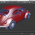 Red Vintage Beetle Car with Illuminated Wheels and Classic Body Design