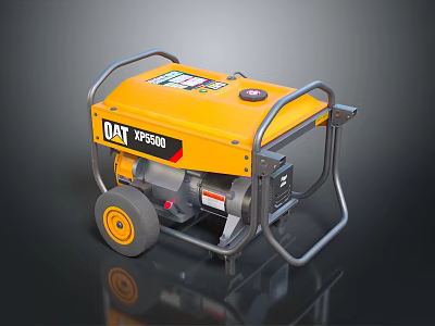 CAT XQ5500 Yellow Generator With Wheels Handle And Control Panel 3d model