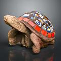 Colorful Mosaic Turtle Sculpture With Red Blue White Tiles As Decorative Art Piece