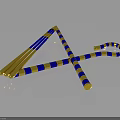 Decorative Weapon With Gold Blue Stripes Elongated Scepter Shiny Reflective Finish