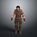 Game Movie Warrior Character In Armored Costume With Battle Gear Standing Pose