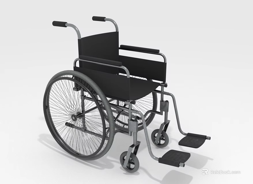 Medical Wheelchair Design With Sturdy Black Frame Armrests And Footrests 3d model 