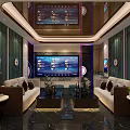Luxurious KTV Interior With Large Screen Comfortable Sofas Modern Lighting And Decor 3d model
