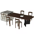 Modern Dining Table and Chair Combination Dining Chair Island Table 3d model