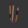 Wooden Nunchucks With Chain Connected Sticks And Black Wrapped Ends