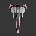 Futuristic White And Red Striped Spaceship With Cockpit For Cosmic Exploration