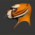 3D Tiger Character Mask With Orange Black Stripes White Facial Features And Fierce Eyes Design