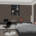 Modern Italian Stepping Rice Bedroom No Main Light Bedroom Study Second Bedroom 3d model