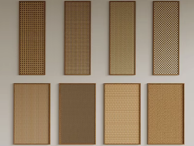 Decorative Wall Panels With Various Textures And Brown Beige Color Tones For Home Interior 3d model