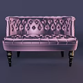 Elegant Purple Single Sofa with Tufted Back Seat and Velvet Upholstery Black Wooden Legs
