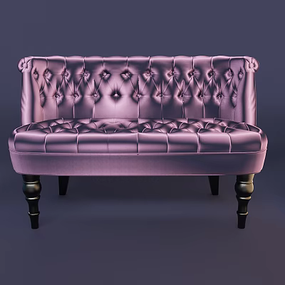 Elegant Purple Single Sofa with Tufted Back Seat and Velvet Upholstery Black Wooden Legs 3d model