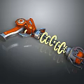 Futuristic Mechanical Weapon With Orange Silver Spring And Circular Components 3d model