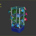 Decorative Blue Storage Shelf With Green Vines Blue And Pink Flowers