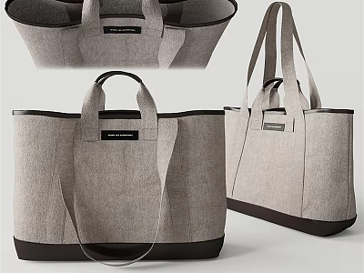 Light Gray Felt Tote Bag With Dark Trim And Sturdy Handles Design 3d model