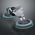Futuristic Hover Motorcycle With Dual Mechanical Wheels And Blue Halo Rings
