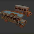 Vintage Blue Open Top Bus And Gray Old Style Bus Models