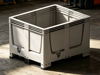 Heavy Duty Plastic Storage Container With Forklift Compatibility For Industrial Use 3d model