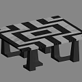 Modern Coffee Table With Black And White Geometric Pattern Top And Sturdy Legs
