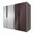 Modern Double Door Refrigerators In Silver And Dark Brown Kitchen Appliances