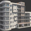 Modern Residential Building With White And Brown Brick Exterior Multiple Floors Balconies And Large Windows