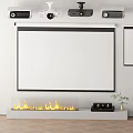 Projection and Surveillance System Setup With Wall Mounted Cameras Screens and Speakers