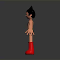 Cartoon Character Figure With Black Spiky Hair Shirtless Black Shorts And Red Boots