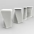 Four Modern White Side Tables With Different Layered Spiral Designs 3d model