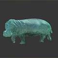 Shiny Blue Green Hippo Sculpture With Metallic Texture On Dark Background