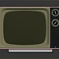 Vintage Retro Television With Red Frame Yellow Screen And Control Knobs