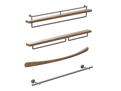 Towel Rack Modern Towel Rack Wooden Stainless Steel 3d model