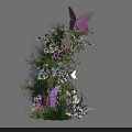Elegant Floral Display With Pink And Blue Butterflies Fresh Greenery And Colorful Blooms