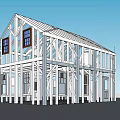 Detached House Wooden Frame Structure With Two Story Design And Multiple Windows 3d model