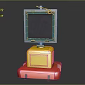 Vintage Style Computer Device With Black Monitor Yellow Block And Red Base