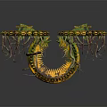 Colorful Coiled Microscopic Structures With Yellow Black Stripes And Green Filaments Model