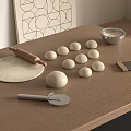 Baking Preparation Setup With Fresh Dough Rolling Pin And Kitchen Tools On Wooden Table