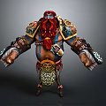 Strong Warrior Character With Red Beard Blue Tattoos And Decorative Armor 3d model