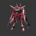 Red Mecha Robot Character With Detailed Armor Wings And Standing Pose
